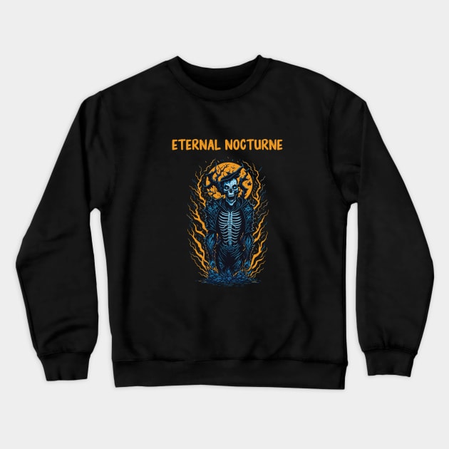 Halloween Skeleton standing in moonlight Crewneck Sweatshirt by Patterns-Hub